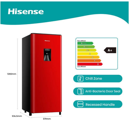 Hisense 177 L Single Door Fridge (Red Finish, H235RRE-WD)