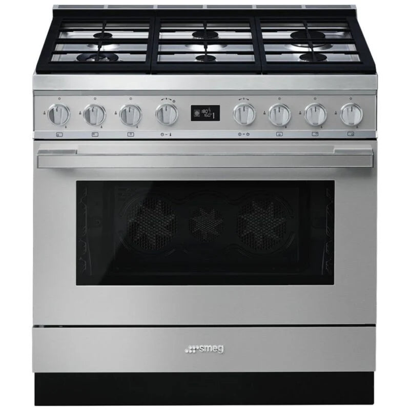 Smeg 90cm Portofino Gas Electric Pyrolytic Cooker – Stainless Steel