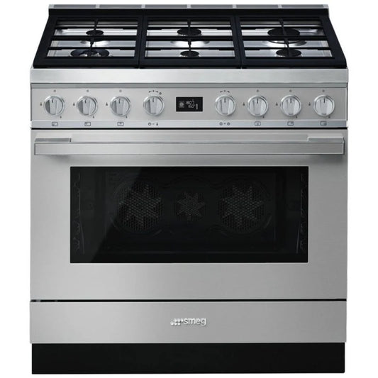 Smeg 90cm Portofino Gas Electric Pyrolytic Cooker – Stainless Steel