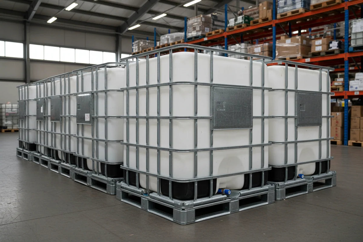 CLEAN FOOD GRADE 1000 Liter IBC Tanks on Steel Pallets